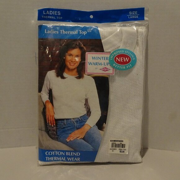 Vintage Cotton Blend Thermal Top Size L Winter Warmups Big Yank NOS 1999 Y2K - Picture 1 of 2
